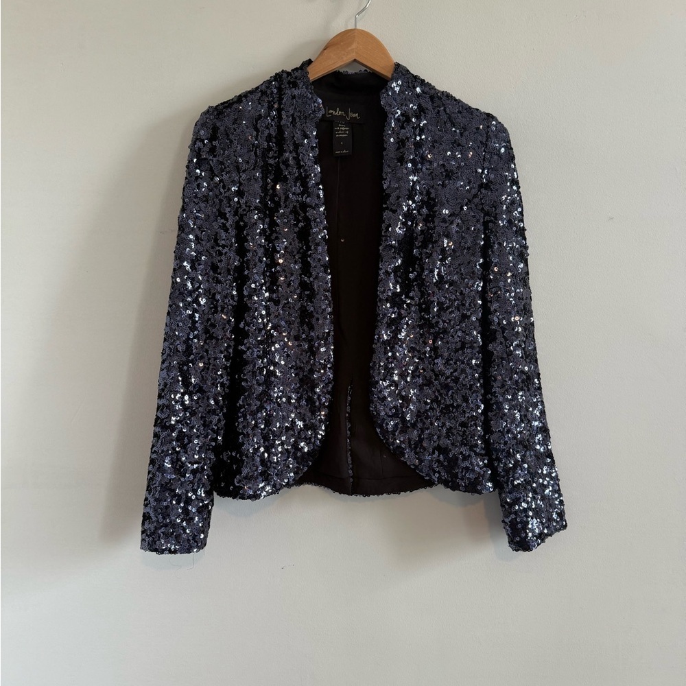 LONDONJEAN Navy Sparkling Sequin Blazer, excellent condition, offers welcome